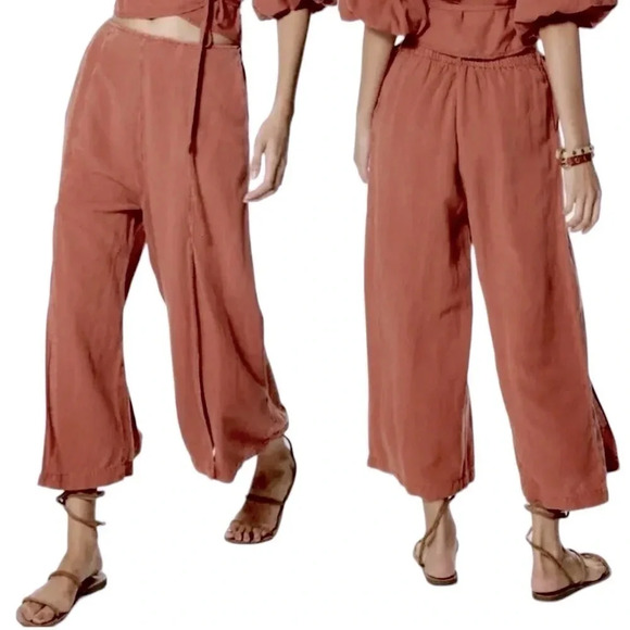 Young Fabulous & Broke Pants - Young Fabulous & Broke Cove Linen Blend Pant in Paprika Size Small